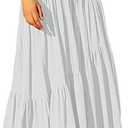 ANRABESS Women’s Boho Elastic High Waist Pleated A-Line Flowy Swing Asymmetric Tiered Maxi Long Skirt Dress with Pockets L