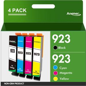 923 Ink Cartridges for HP Printers Compatible for HP 923 Ink Cartridges Work for HP OfficeJet Pro 8135e 8130e 8125e 8138e 8139e 8120e Ink Cartridges (4 Pack, Black Cyan Magenta Yellow) Without Chip