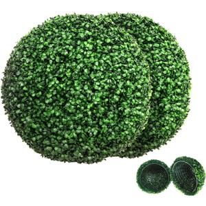 19 Inch Faux Boxwood Topiary Balls 2 PCS, Artificial Greenery Decorative Spheres for Backyard, Balcony, Wedding, Event and Home Decoration