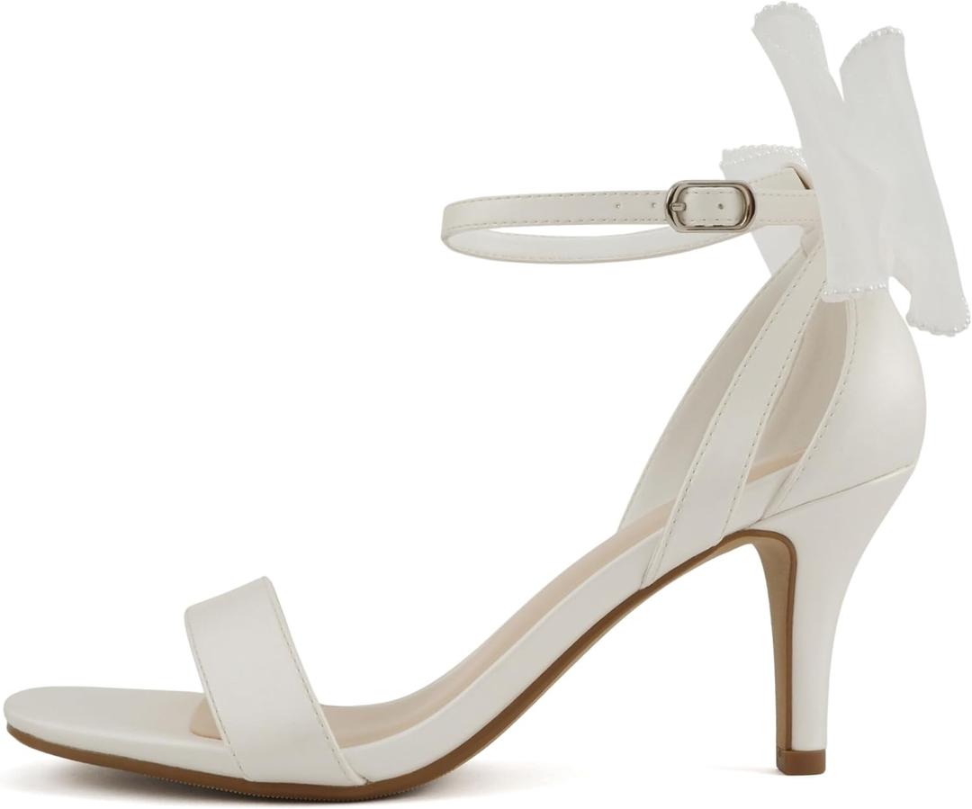 Delicious Everly ~ Women Ankle Strap Low Heel Bridal Dress Sandals (White)