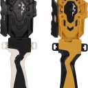 2 Pack String Launchers and Grips, Battling Burst Launcher, Left/Right Spin, Only Compatible with Burst, Two Launch Modes Gyros(Black+Golden)