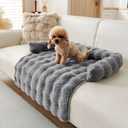 Calming Dog Bed for Couch, 29.5 x 29.5 inch, Non-Slip Luxurious Dog Sofa Mat for Furniture Protector, Perfect for Small, Medium Dogs and Cats (Dark Gray)