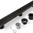 WEBANG 24 Inch Linear Shower Drain Rectangular Floor Drain with Accessories Capsule Pattern Cover Grate Removable SUS304 Stainless Steel CUPC Certified Oil Rubbed Bronze