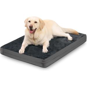 Waterproof Dog Bed Large Medium Sized Dogs, Outdoor Orthopedic Washable Crate Pad 36 inch, Foam Pet Bed with Removable Cover Reversible, Anti-Slip Kennel Pad, 35"x22", Dark Gray