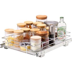 VEVOR 12.5"Wx16.5"Dx3.5"H Pull Out Cabinet Organizer, Heavy Duty Slide Out Pantry Shelves, Chrome-Plated Steel Roll Out Drawers Storage, for Home, Under Sink, 14"Wx17.5"Dx7"H Install Size for Cabinet