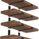 Shelf Bracket, Heavy Duty Floating Shelf Brackets 10-Inch Long, 4-Pack Brackets for Shelves, Black Coated J Shape Metal Wall Shelf Support Brackets with 1/5-Inch Thick and 160 lb. Load Capacity