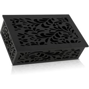 Doorbell Chime Cover Box Only, Wood Doorbell Cover Inside Decorative Door Bell Chime Box Covering Black Door Bell Cover for Indoor/Outdoor Home Wall (Type 2 Black)