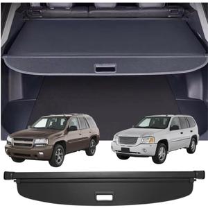 Retractable Cargo Cover Compatible with Chevy Chevrolet Trailblazer GMC Envoy 2002-2009 Shield Security Shade Privacy Screen Tonneau Luggage Trunk Organizers (Carbon Fiber Texture)