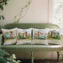 Camping Pillow Covers 18x18 Inch,Set of 4 Rustic Vintage Camper Throw Pillowcases, Linen Cushion Covers with Retro Travel Trailer Design for Sofa CouchOutdoor Dcor