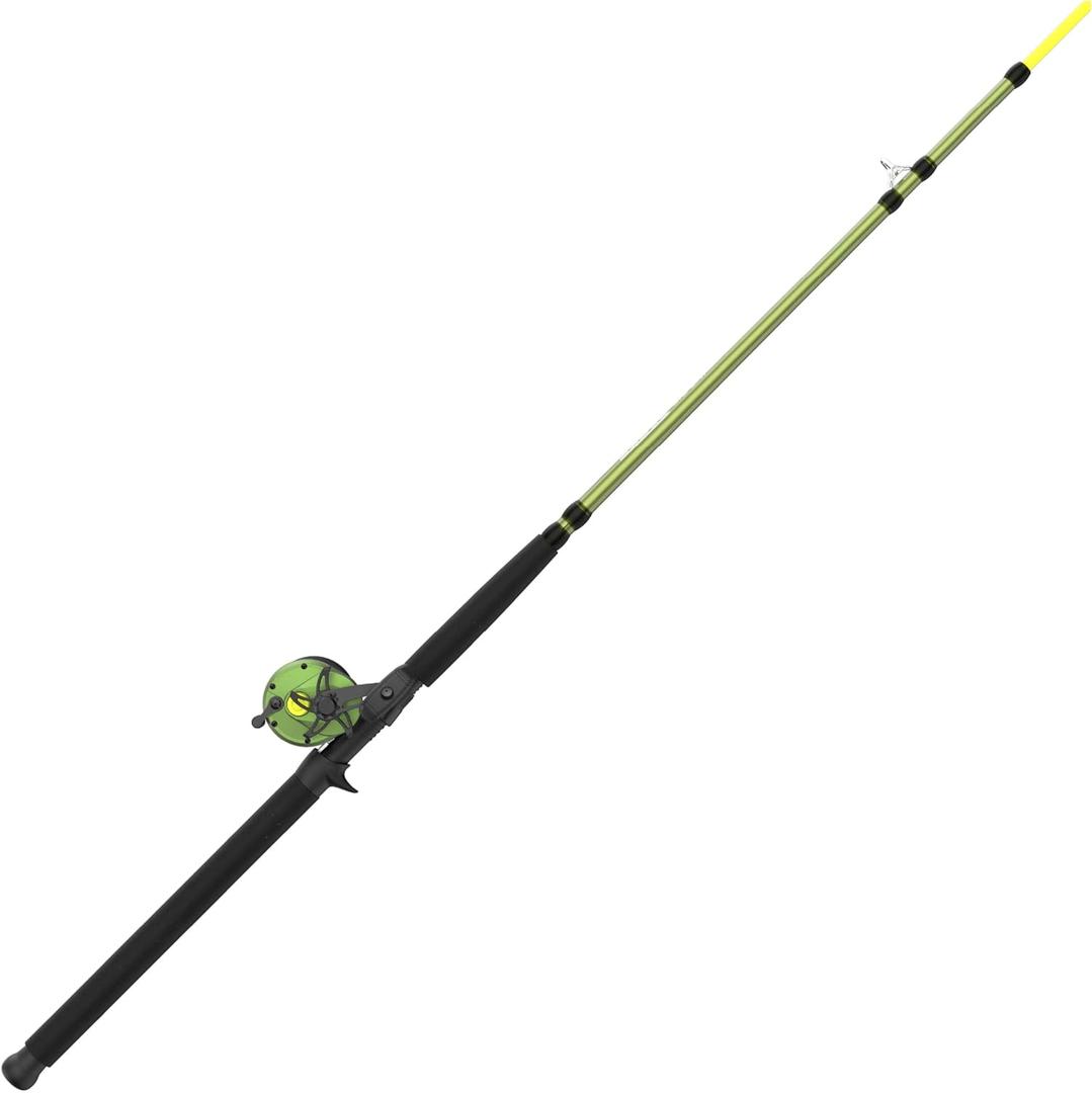 Zebco Big Cat Conventional Reel and Fishing Rod Combo, 8-Foot 2-Piece Fishing Pole, Right-Hand Retrieve, Pre-Spooled with 30-Pound Hi-Vis Zebco Line, All-Brass Gear Drive, Size 500 Reel, Green