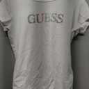 GUESS Women's Short Sleeve Embellished Logo R3 Tee (Large, Pure White)