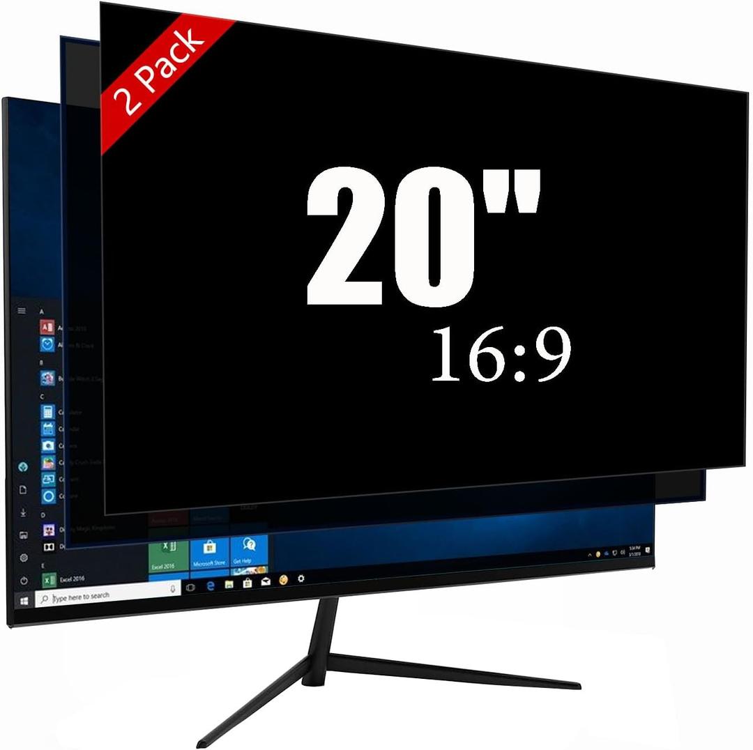 20 Inch Privacy Screen for Monitor with 16:9 Widescreen Monitor Blue Light Screen Protector - Anti-Glare - Anti-Scratch Protector Film for Data Confidentiality Privacy Shield [2 Pack]