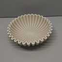 Ruffle Decorative Bowl, Large Fruit Bowl for Kitchen Counter, Stylish Key Bowl for Entry Table, Handcrafted Home Decor Display bowl, Artificial Stone Beige