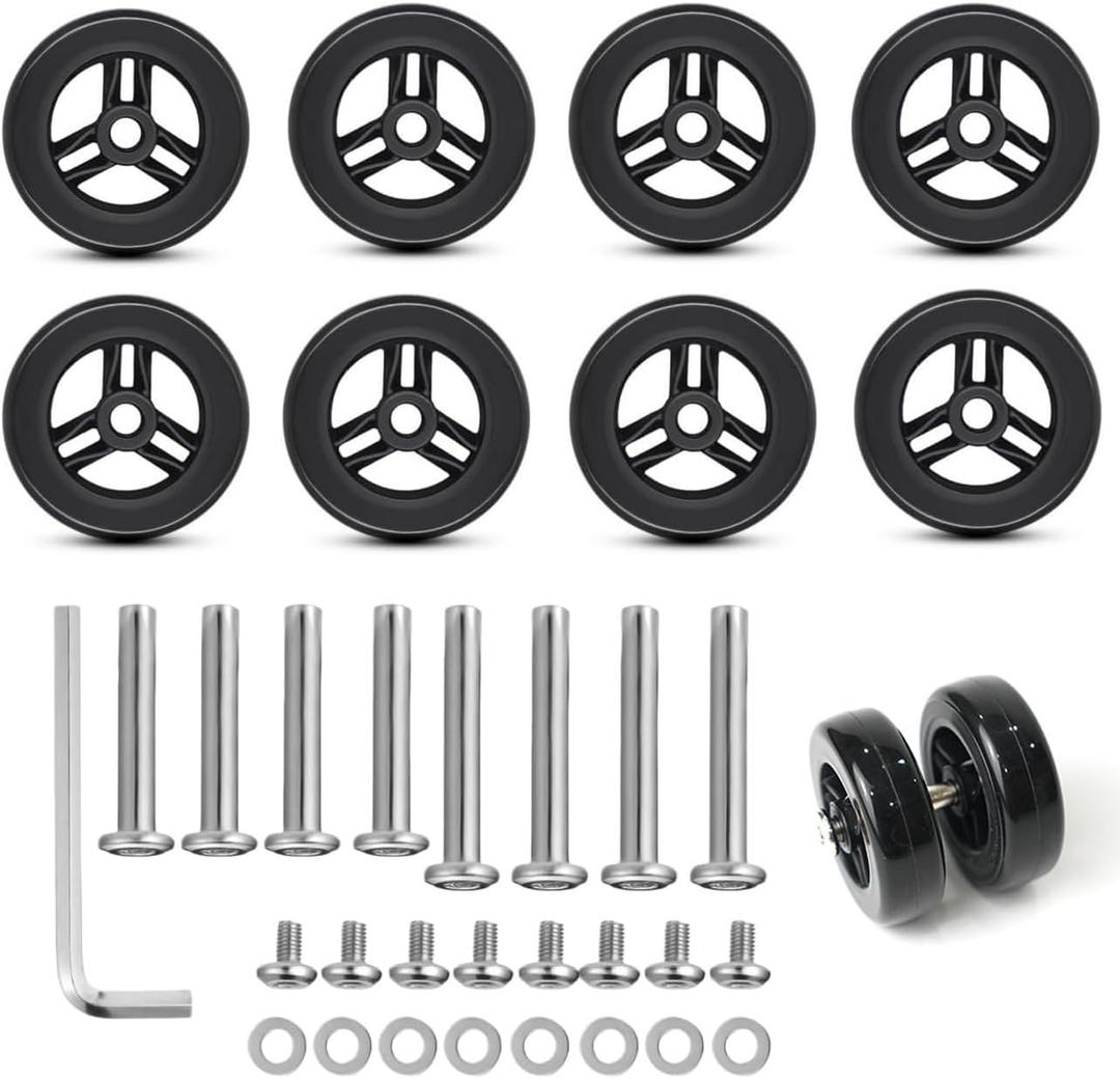 Luggage Tires Replacement Kit, Spinner Suitcase Wheel Replacement Rollers Strong Bearing Capacity Detachable Luggage Wheels Repair Kit For Suitcase, 50mm/1.97inch x 16mm/0.63 inch