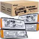 2 x Nilight Headlight Assembly for 2003 2004 2005 2006 Chevy Silverado Avalanche 1500 1500HD 2500 2500HD 3500 Chevrolet Pickup Replacement Headlamp Housing Bumper Lamp Set
