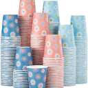 SIUQ 300 Pack 5 oz Paper Cups, Disposable Bathroom Cups, Small Mouthwash Cups, Hot/Cold Beverage Drinking Mini Cup for Party, Picnic, BBQ, Travel (Daisy)