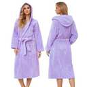 PJGGZ Hooded Bathrobe for Women, Soft Long Towel Robe for Women - Quick Dry yet Warm(Light Purple,2XL/3XL)