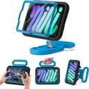 Kids Case for iPad mini 7 (A17 Pro) 2024 / iPad mini 6 2021, Adjustable Portrait/Landscape Stand, Drop Proof Handle Kickstand, Child Friendly with Screen Protector for iPad mini7th/6 8.3 inch (Black)