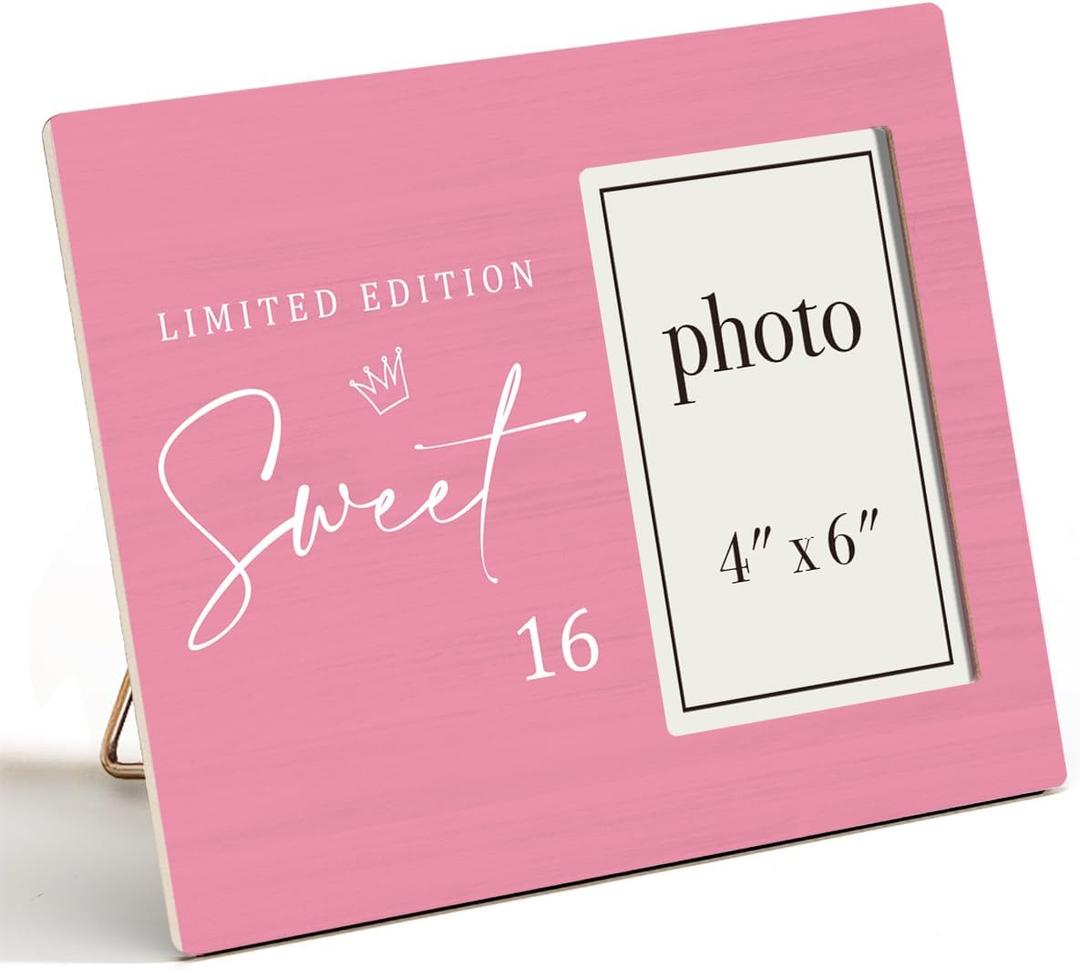 Sweet 16 Picture Frame, Sweet 16 Gifts for Girls, 16 Year Old Girl Birthday Gift Ideas, 16 Year Old Girl Gifts, 16 Birthday Wood Photo Frame, 4 x 6 Inch Photo