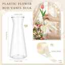 20 Pcs Small Plastic Bud Vases Bulk with Ribbon for Centerpieces, Clear Flower Vases for Wedding Home, Height Shatterproof Vase for Wedding Home Party Table Decoration(White Ribbon)