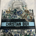 Christian Dior Canvas Embroidered Print Small 9" Lady D-Lite Blue Multicolor 1423720, (NOT GENUINE DIOR)