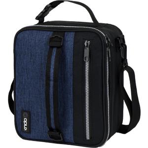 opux Insulated Lunch Box for Men Women Adult, Compact Lunch Bag for Kids Boy Girl Teen, Soft Lunch Cooler Bag for Work School, Leakproof Lunchbox Lunch Pail with Clip-on Buckle, Heather Navy
