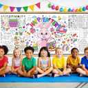 3 x Easter Giant Coloring Tablecloth 72 x 31 Inch Jumbo Paper Coloring Activity Poster Happy Easter Party Decorations for Family Classroom Games Coloring Table Cover