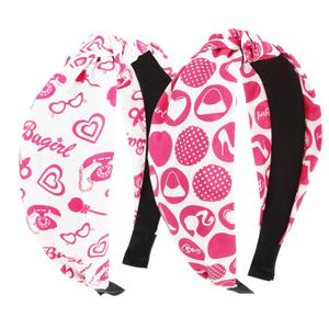 2 x Valentines Day Headband for Women 2Pcs Hotpink Love Headband Knotted Headbands Non Slip Wide Hair Band Valentines Day Hair Accessories for Women Girls Holiday Gift