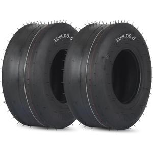(2 Pack) 11x4.00-5 Tubeless Zero Turn Mower Tires, Riding Lawnmower Smooth Tread, 4 Ply