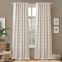 DriftAway 100% Blackout Windowpane Plaid Linen Curtains Double Layer Farmhouse Drapes 96 Inches Long for Living Room Bedroom Yarn Dyed Woven Thermal Insulated Rod Pocket Back Tab 2 Panels Red