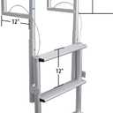 JIF Marine Retractable Sliding Lift Ladder for Floating Docks – Wide 4" Step Aluminum Ladder with Double Ring Locking System, Anodized Finish – 750 lb Capacity