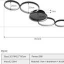 Modern LED Flush Mount Ceiling Light - 55w dimmable Ceiling Light Fixture, 5rings Ceiling lamp for Living Room,Bedroom,Dining Room,Office (Black)