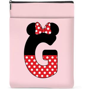 Cute Cartoon Mouse Gifts Initial A-Z Personalized Book Sleeve Pouch Monogrammed Waterproof Book Covers Magic Mouse Printed Pouch with Pockets Protector for Books Lover Reader Women Girls (G)