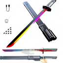 Cyberpunk Neon Sword | 31.5" Spark Blade w/Hit Sensor Sound & Fog | Type-C Rechargeable | for Rave, Cosplay & Display (Black)