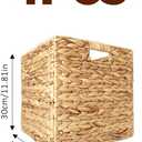 12x12in Storage Baskets,Set of 4 Water Hyacinth Baskets,Wicker Cube Baskets Laundry Organizer,Foldable Handwoven Storage Cubes,for Cube Shelf,Collapsible Laundry Baskets Pantry,Living Room,Bedroom