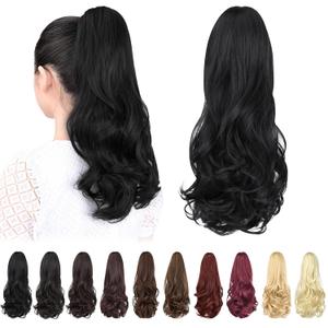 ponytail extension,16" claw clip hair extensions ponytail short curly hair ponytail Extension Natural Looking Synthetic Hairpiece for Women Black