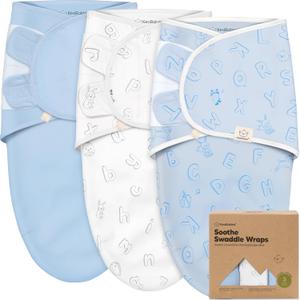 3-Pack Organic Baby Swaddle Sleep Sacks - Swaddles for Newborns, Infant 0-3 Months, Baby Girls, Boys, Soft & Snug Newborn Sleep Sack, Nursery Swaddling Blankets (ABC Land Cloud, OS)