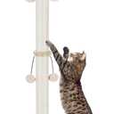 Dimaka 34'' Cat Scratching Post, Cat Scratching Post, Cat Scratcher for Large Cats with Teasing Toy Ball, Natural Sisal White and Grey (Beige)