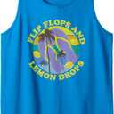 Flip Flops and Lemon Drops Summer Palms Lemon Drop Martini Tank Top, Medium, Sapphire Blue