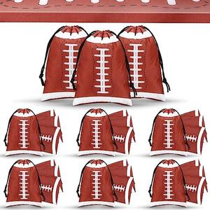 Berlune 24 Pieces Football Party Favors Drawstring Gift Bags 10 x 7 Inch Football Sports Goodie Bags Super Birthday Supplies Backpack Bulk Bowl for Gym Travel Party Storage Favors Supplies