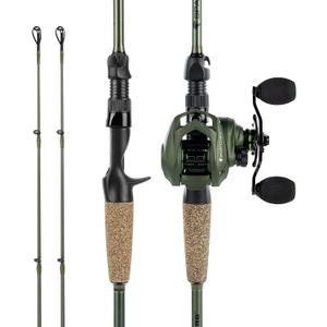 KastKing Spartacus II Twin-Tip Fishing Rod and Reel Combo, Spinning & Casting Combo, Fishing Poles and Reels Combo, KastFlex IM6 Graphite Blanks, 2-Piece Rods with Extra Tip, Spin-6'8'' M-2000 Reel