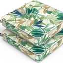 LVTXIII Patio Chair Cushions 19"x19"x3", Water-Repellent Outdoor Seat Cushions for Patio Furniture, Square Chair Pads with Ties for Home Garden Decoration, Set of 2, Lush Leaf Green