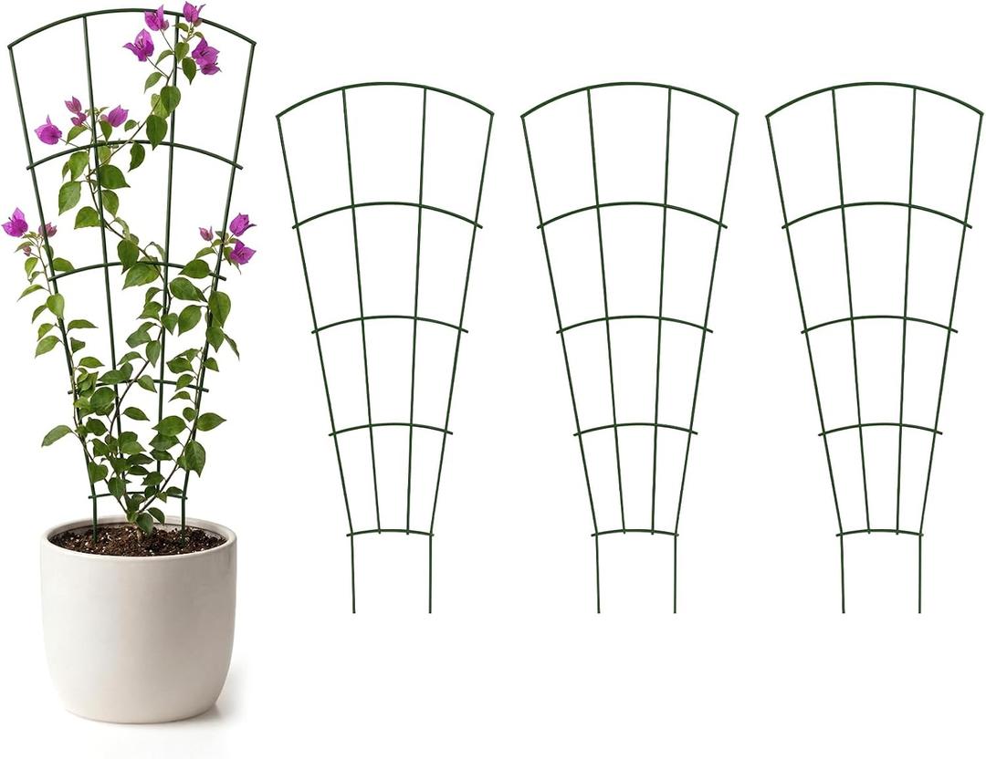 Thealyn 56" Tall Metal Plant Trellis, Climbing Plant Support, 4 Pack, Green