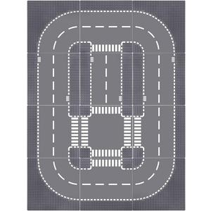 Lekebaby 12 Pack HO Scale 10x10 Grey Road Base Plates, 4 Curve / 4 T Junction / 3 Straight / 1 Junction, Compatible with Major Brands