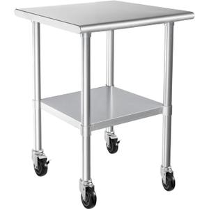 HARDURA Stainless Steel Table 24X30 Inches with Undershelf and Galvanized Legs NSF Heavy Duty Commercial Prep Work Table for Restaurant Kitchen Home and Hotel