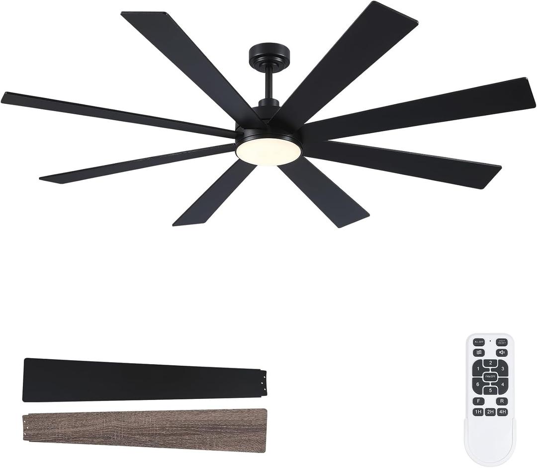 Farmhouse Rustic Ceiling Fans with Lights and Remote, Bedroom Living Room Kitchen Fans Ceiling with Light Chandier (Black, 42 inch)