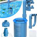 DeeprClean Upgrade Above Ground Pool Skimmer Comes with 3 Socks, Anti-tilt Wall Mount Surface Skimmer, Removable Skimmer Basket, Adjustable Height Bracket, Auto Skimming Pool Surface Leaves - Blue