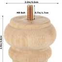 SENENQU Set of 8 2 Inch Wooden Unfinished Bun Feet for Dresser Legs Couch Sofa Cabinet Ottoman DIY Replacement Wood Furniture Legs with Screw Sofa Replacement Parts