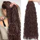 18 Inch Micro Braids Crochet Hair 240 Strands Brown Curly ZiZi Box Braids 8 Packs Mini Yanky Twisted Crochet Hair Micro Locs with Curly Ends Synthetic Braiding Hair Extension #33