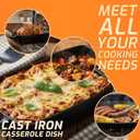 2-in-1 Pre-Seasoned Cast Iron Casserole Dish with Lid, Rectangular Dutch Oven, Cast Iron Baking Pan&Baking Dish for Lasagna, Sourdough Bread, 13"x9"